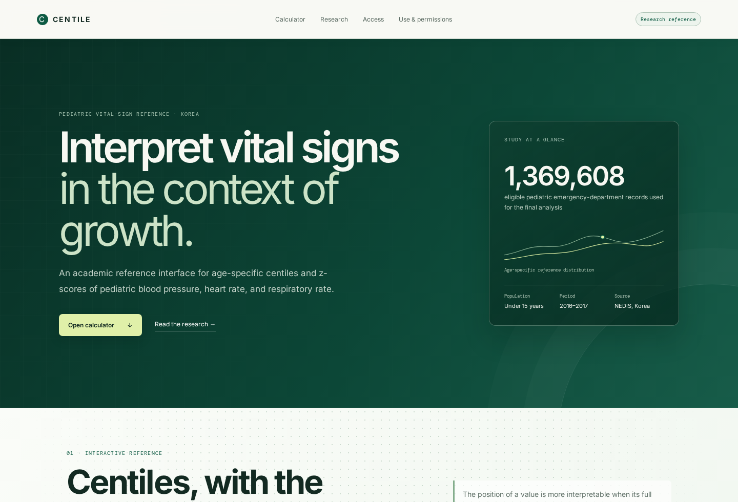 Centile application interface